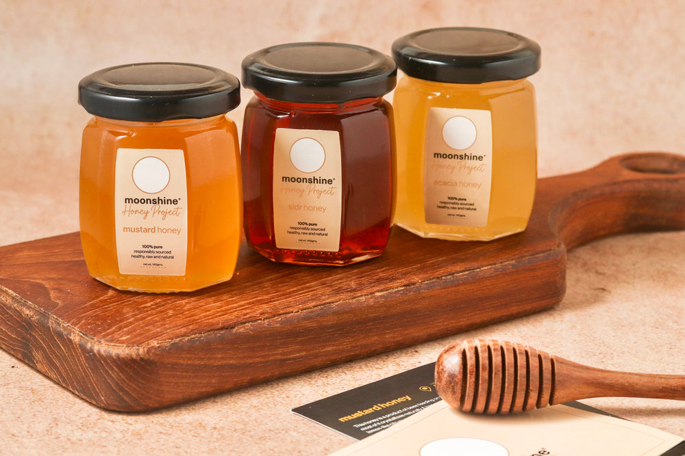 
                  
                    Load image into Gallery viewer, Assorted 3 Pack (Sidr, Acacia &amp;amp; Mustard Honey 140g each)
                  
                